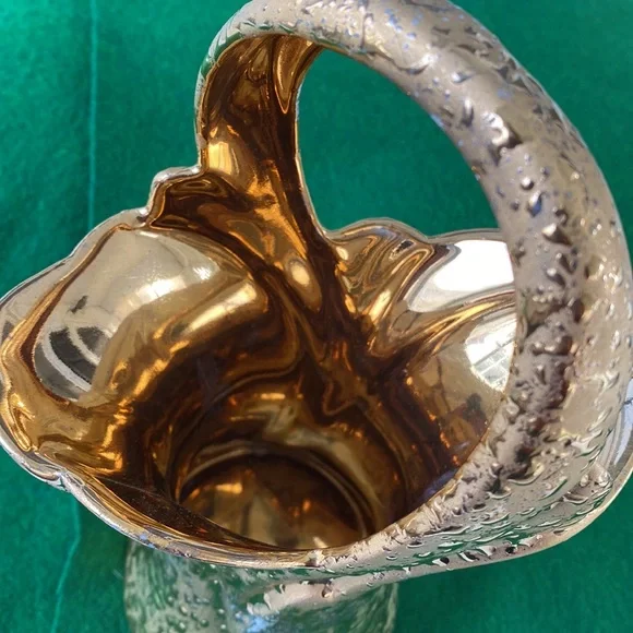 Weeping Gold Splatter Ceramic Basket Vintage - Picture 6 of 9